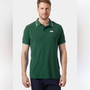 HELLY HANSEN mens medium green polo t shirt  golf collared short sleeve top